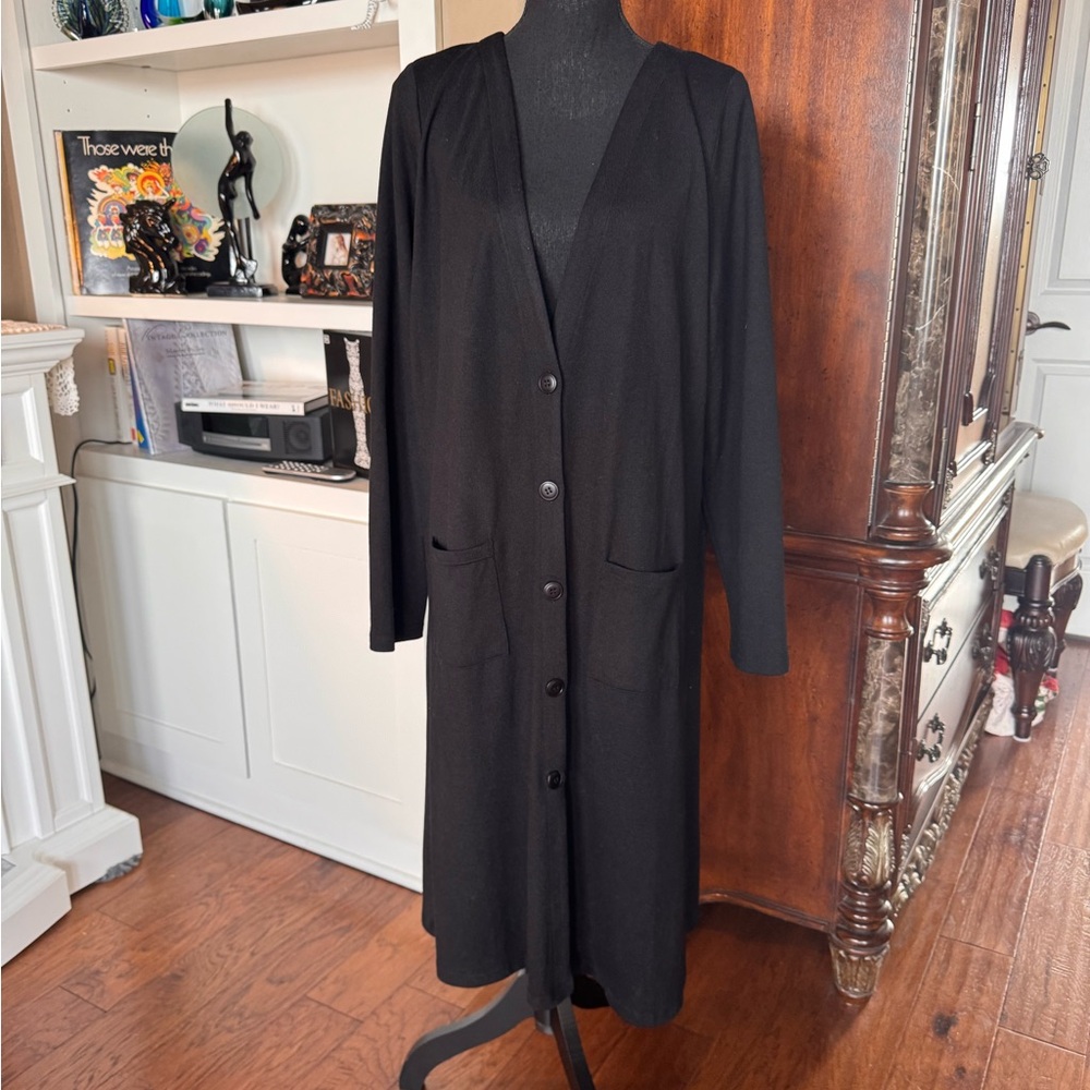 Michelle Mae Long Black Cardigan with Pockets‎